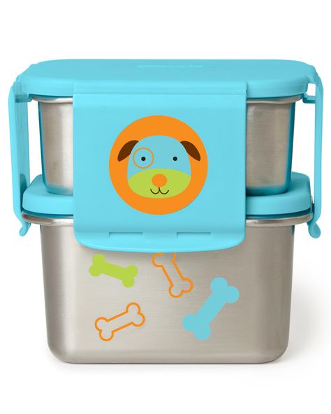 Toddler Dino Zoo Stainless Steel Lunch Kit | skiphop.com Mochila Skip Hop, Toddler Lunch Box, Skip Hop Zoo, Toddler Essentials, Stainless Steel Containers, Toddler Lunches, Lunch Kit, Buybuy Baby, Skip Hop