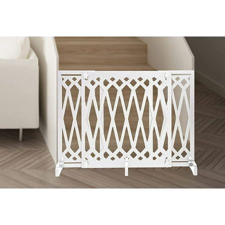 Safety Pet Gate for Dogs - Dog Gate for Doorways, Stairs, or Rooms, Home - Step Over Divider - Indoor Dog Fence with Support Feet - 3 Panel White Indoor Dog Fence, Dog Gates For Stairs, Dog Gates, Stair Gate, Dog Gate, Indoor Dog, Pet Gate, Dog Fence, Home Safety