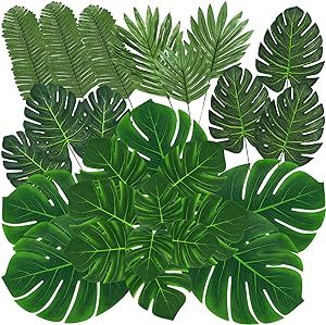 Safari Leaves, Jungle Balloons, Birthday Luau, Artificial Palm Leaves, Fake Leaves, Luau Party Decorations, Jungle Theme Parties, Hawaiian Party Decorations, Hawaiian Luau Party