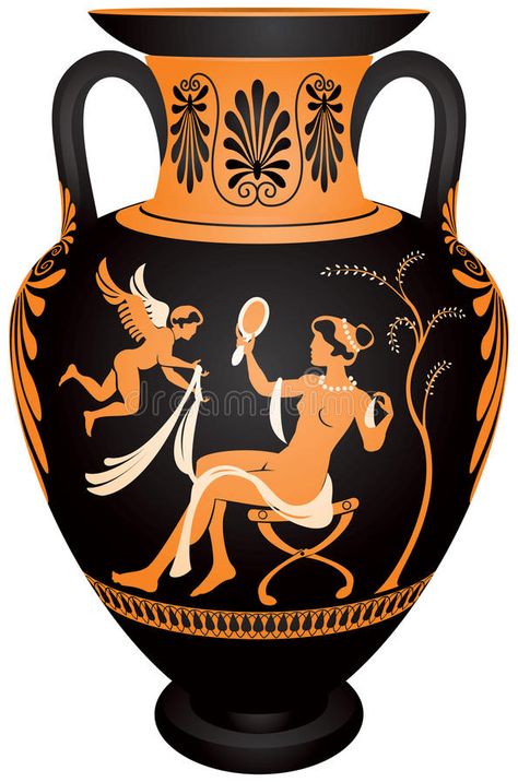 Greek Drawing, Ancient Greece Aesthetic, History Cartoon, Grecian Urn, Greek Vase, Ancient Greek Pottery, Greek Vases, Black Figure, Tattoo Graphic