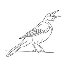 Crow Coloring Page - Crow Making A Call Crow Outline Drawing, Crow Coloring Page, Crow Outline, Crow Embroidery, Crow Sketch, Crow Illustration, Crow Photography, Crow Pictures, Floral Sketches