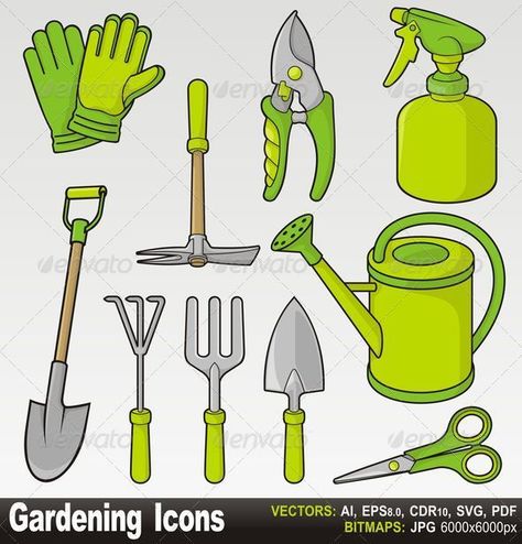 Best Garden Tools, Farm Tools, Free Vector Illustration, Garden Tool Set, Better Homes And Garden, Home Vegetable Garden, Backyard Inspo, Gardening Tools, Free Clip Art