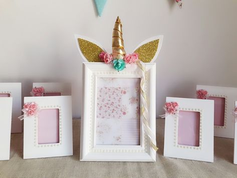 Unicorn Picture Frame, Kendall Birthday, White Picture Frame, Unicorn Themed Birthday Party, Unicorn Theme, Summertime Fun, Birthday List, Unicorn Birthday Parties, Fun Crafts For Kids