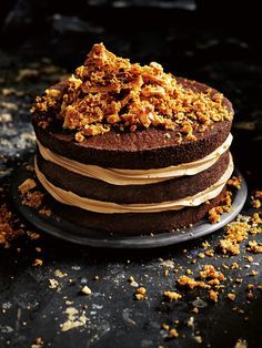 Salted Caramel Honeycomb Crunch Cake | Donna Hay Salted Caramel Buttercream, Caramel Buttercream, Crunch Cake, Donna Hay, Torte Cupcake, Chocolate Caramels, Perfect Cake, Food Cakes, Eat Dessert