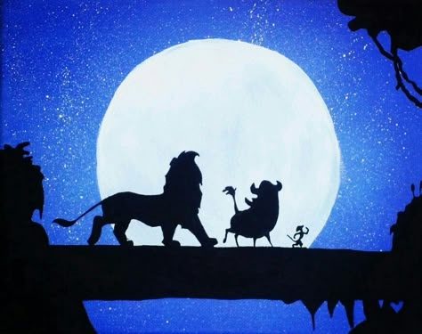 Canvas painting/The Lion King/Hakuna Matata Lion King Painting Ideas, Hakuna Matata Painting, Hakuna Matata Drawing, Disney Scenes To Paint, Lion King Painting Easy, The Lion King Painting, Painting Ideas On Canvas Disney, The Lion King Art, Lion King Painting