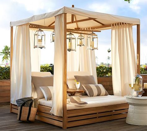 A Canopy Daybed | 32 Outrageously Fun Things You'll Want In Your Backyard This Summer Wood Pavilion, Daybed Cushion, Double Chaise Lounge, Outdoor Daybed, Door Upgrade, Double Chaise, Chaise Lounges, Pergola Patio, Canopy Bed