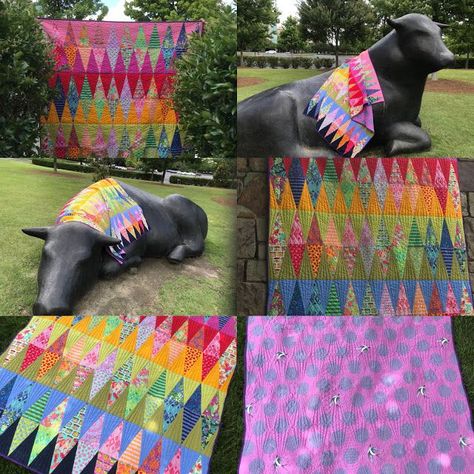 Ta-DONE: Tabby Mountain Disco Kitties Wrapped Up & Relinquished. Hallelujah! | Cheeky Cognoscenti | Bloglovin’ Mad Photography, Hand Stitching Techniques, Plus Quilt, Mountain Quilts, Abstract Quilt, Cat Ideas, Sewing And Quilting, Fabric Kit, Free Spirit Fabrics