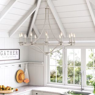 Rustic Dining Room Table, Chandelier White, Classic Chandelier, Wheel Chandelier, Rustic Dining Room, Wagon Wheel Chandelier, Candle Style Chandelier, White Chandelier, Wayfair Furniture