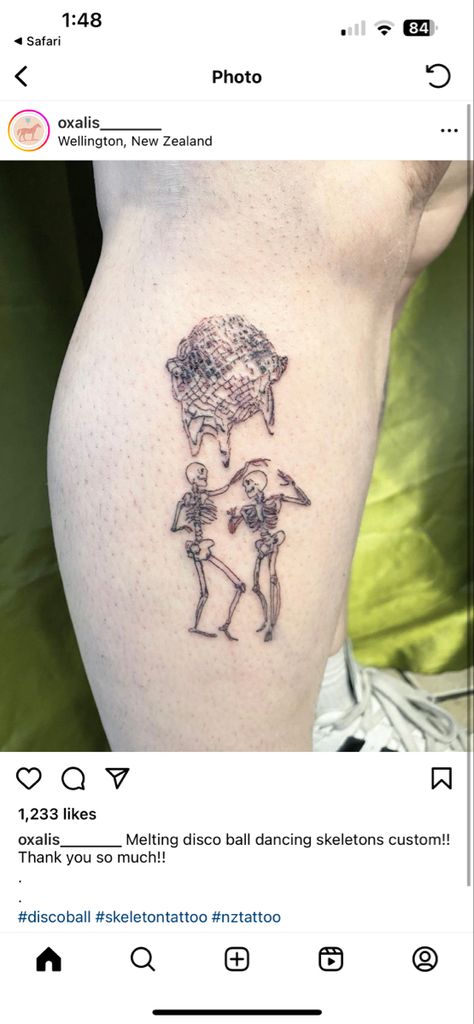 Melting Disco Ball, Disco Ball Tattoo, Ball Tattoo, Skeleton Tattoo, Skeleton Tattoos, Disco Ball, Skeleton, Tattoo Ideas, Piercings