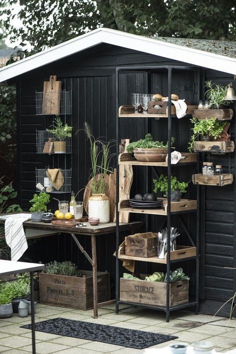 19 Small Outdoor Kitchen Ideas For A Backyard You'll Love - The Chic Quota Small Outdoor Kitchens, Brick Molding, Backyard Entertaining, Potting Bench, Potting Shed, Garden Shed, Dream Garden, Garden Room, Small Backyard