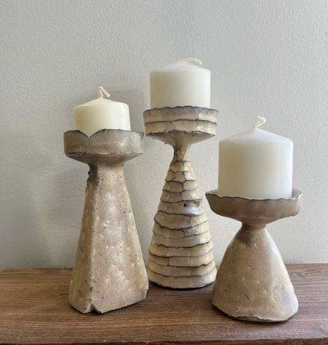 Mixed Clay Pottery, Handmade Ceramic Candle Holders, Candle Holders Ceramic, Woodland Home, Pottery Candle Holder, Beginner Pottery, Ceramic Art Sculpture, Pottery Candle, Pottery Handbuilding