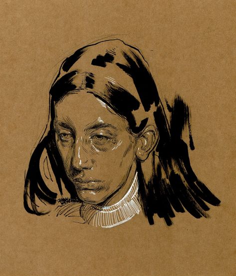 Portrait study. Brush pen and paint marker on card stock Marker Portrait, Portrait Study, Instagram Portrait, Paint Marker, Brush Pen, Markers, Card Stock, Pen, Log In