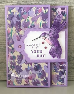 Stampin with Z-Grandma Karen Thoughtful Expressions Stampin Up Cards, Stampinup Cards Newest, Hummingbird Stamp, Thoughtful Expressions, Lavender Stamp, Painted Lavender, Fancy Fold Card Tutorials, Everyday Cards, Paper Trimmer