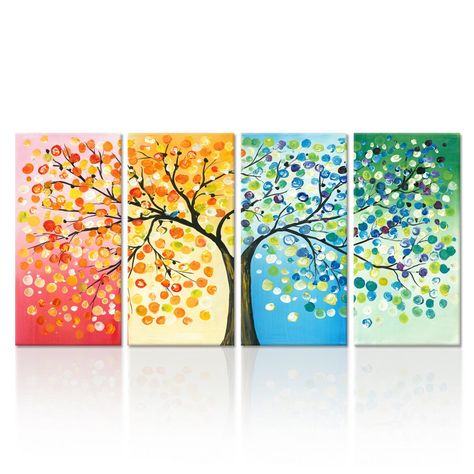 Tree Wall Painting, Canvas Wall Art Abstract, Tree Painting Canvas, Contemporary Oil Paintings, Painting Canvas Wall, Living Room Canvas, Seasons Art, Abstract Canvas Wall Art, Abstract Tree