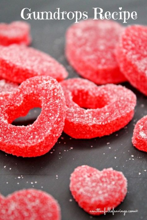 10 Valentine's Day Sweet Treat Recipes - The DIY Village Gumdrops Recipe, Homemade Gumdrops, Gumdrop Recipe, Applesauce Valentines, Homemade Candy, Valentines Day Desserts, Valentines Day Food, Candy Fudge, Gum Drops