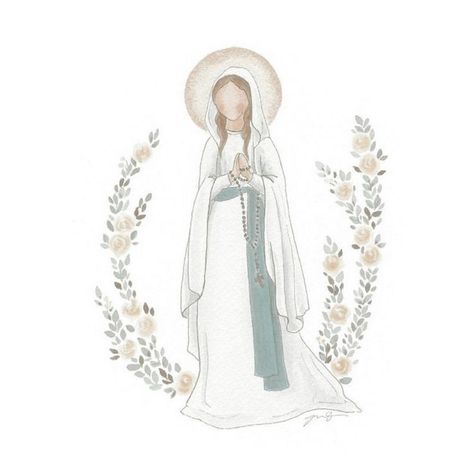 Christian Embroidery, Catholic Wall Art, Catholic Decor, Mama Mary, Christian Images, Christmas Nativity Scene, Diy Watercolor, Blessed Virgin Mary, Easy Watercolor