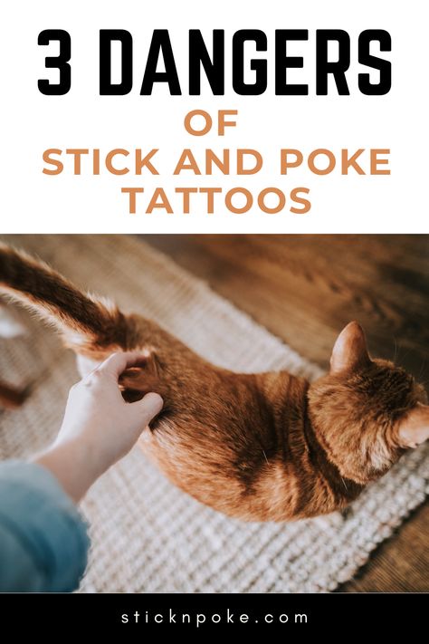 Stick and poke tattoos are growing in popularity, but this doesn’t make stick and poke tattoos free of risks. Stick and poke tattoos dangers do exist, just like with other forms of tattoos. While some stick and poke tattoos complications are minor, others can also lead to major issues. Depending on your tattoo equipment, techniques and environment, the likelihood of these problems varies. Here is a non-exhaustive list of three dangers of home made tattoos How To Do A Stick And Poke Tattoo Diy, Stick And Poke Tattoos, Homemade Tattoos, Stick N Poke Tattoo, Stick N Poke, Tattoo Equipment, Poke Tattoo, Stick And Poke, Free Tattoo