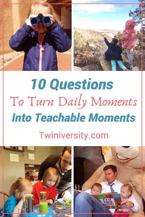 10 Questions to Turn Daily Moments into Teachable Moments - Twiniversity Academic Language, Daily Moments, Social Environment, Physical Environment, Kids Talking, Teachable Moments, Teacher Education, Outdoor Activities For Kids, Math Practices