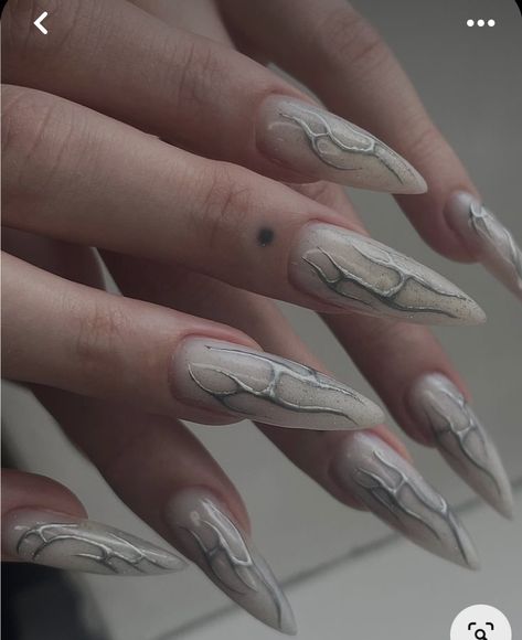 Milk Nails With Design, Milk Gel Nails, Milk Nails Design, Milk White Nails Design, Milk White Nails, Milk Nails, Metal Nails, Sharp Nails, Wow Nails