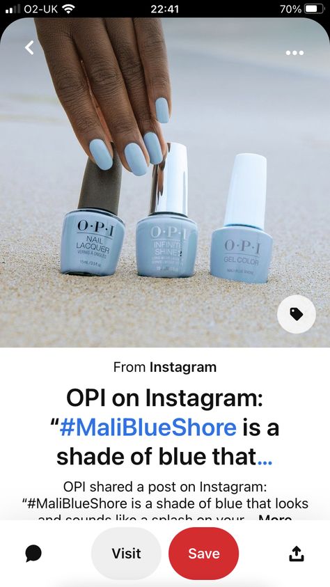 Opi Mali Blue Shore, Opi Blue Colors, Opi Spring Colors, Opi Blue, Opi Colors, Nails Opi, Light Blue Nails, Winter Blues, Gel Color