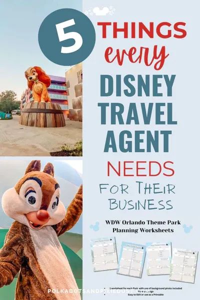 5 Things Disney travel agents need for their business. Digital customizable templates to help streamline their travel business, make clients feel special, and taken care of, and keep them coming back for more. Disney Travel Agent Business Cards, Travel Agent Tools, Travel Agent Pictures, Travel Agent Business Plan, Travel Agent Trade Show Booth, Disney Travel Agent Gifts For Clients, Travel Agent Posts, Travel Agent Post Ideas, Disney Travel Agent Marketing Ideas