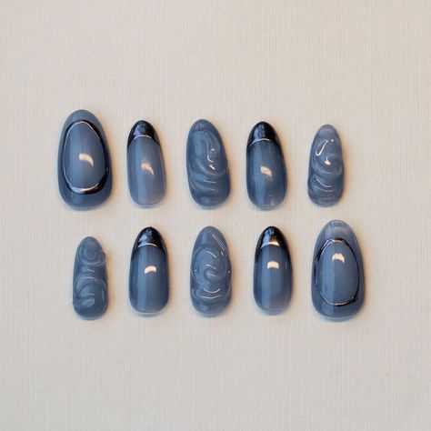 The Maria’s Inspired Nails, Blue Green Nails Acrylic, Summer Water Nails, Denim Inspired Nails, Water Inspired Nails, Alaska Nails, Water Nails Design, Acrylics Blue, Denim Nails