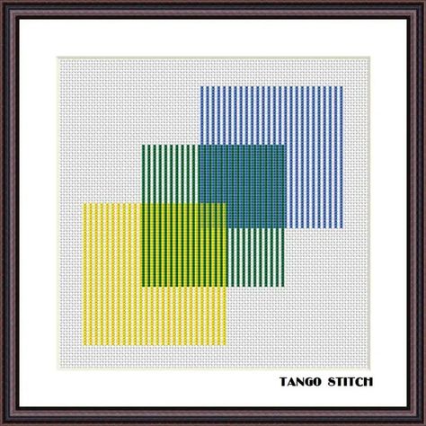 GEOMETRIC STRIPED SQUARES ABSTRACT CROSS STITCH Д.М.Г | TANGO STITCH | EDIT EASY CROSS STITCH DESIGN: This cross stitch pattern uses only full stitches. It is suitable both for beginner and expert stitchers. Geometric striped squares abstract cross stitch – Tango Stitch You will receive a PDF file of Tango Stitch cross stitch pattern: • A main page with embroidery image; • A page with the key; • 2 pages with color and symbols patterns; • zoomed color symbols pattern at 4 pages for e Cross Stitch Gifts Ideas, Abstract Cross Stitch, Abstract Cross, Cross Stitch Cushion, Cushion Embroidery, Cross Stitch Quotes, Cross Stitch Geometric, Easy Cross Stitch Patterns, Cross Stitch Landscape