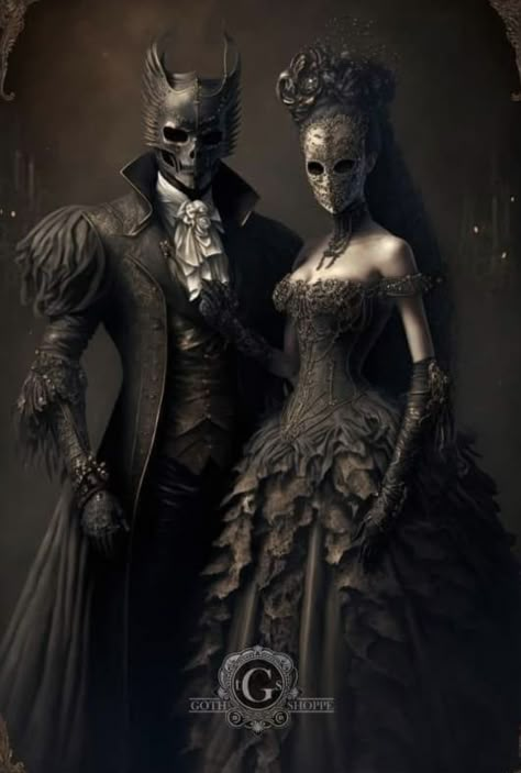 Masquerade Outfit, Vampire Masquerade, Conjoined Twins, Victorian Couple, Gothic Wallpaper, Gothic Fantasy Art, Chique Outfits, Beautiful Dark Art, Scary Art