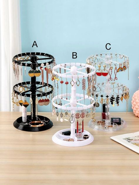 1pc Three-layer Jewelry Storage Rack | SHEIN USA Rotating Jewelry Display, Earring Hanger, Earring Display Stands, Hanging Necklaces, Jewelry Rack, Earring Storage, Jewelry Hanger, Organization Gifts, Jewelry Display Stands