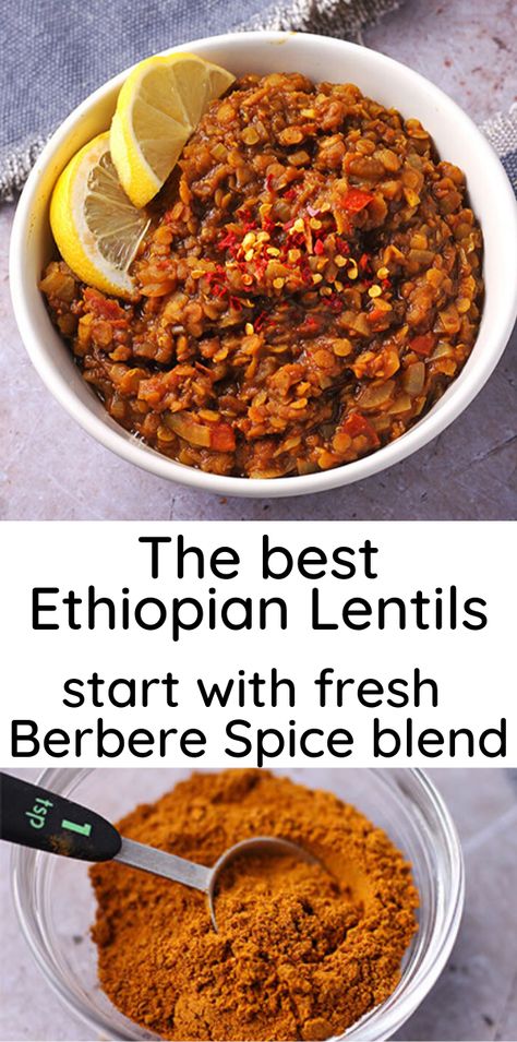 Legume Dishes, Ethiopian Lentils, Veg Diet, Eyeliner Inspiration, Berbere Spice, Oil Free Vegan Recipes, Resep Smoothie, Lentil Dishes, Vegan Stew