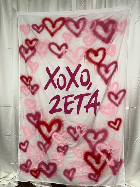 Sorority Love Theme, Valentines Day Bid Day Theme, Valentines Date Party Sorority, Bid Day Love Theme, Love Bid Day Theme, Valentines Sorority, Bid Day Decor, Sorority Event Ideas, Sorority Banner Ideas