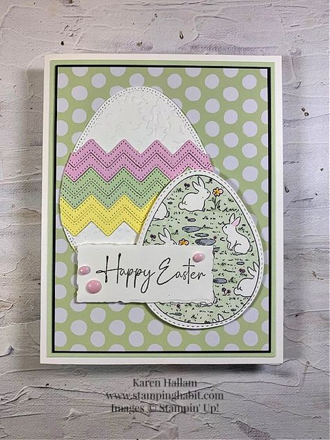 Eggs & Bunnies (for CCMC 810) Stampin Up Easter, Hot Air Balloon Design, Egg Card, Spring Is In The Air, Pastel Palette, Easter Card, Card Challenges, In Full Bloom, Happy Thursday