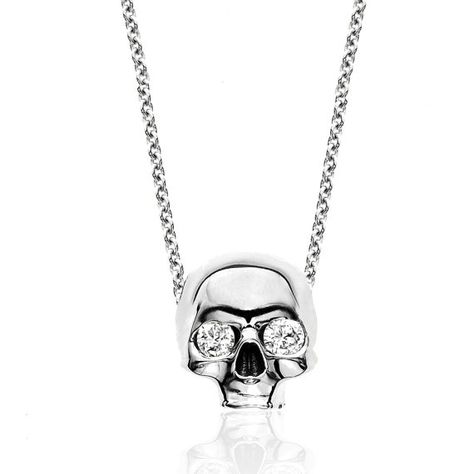 White Gold & Diamond Skull Pendant Luxury Stuff, Diamond Skull, Necklaces Diamond, Ruby Bands, Skull Necklace, Skull Pendant, Skull Design, Silver Diamonds, White Gold Diamonds