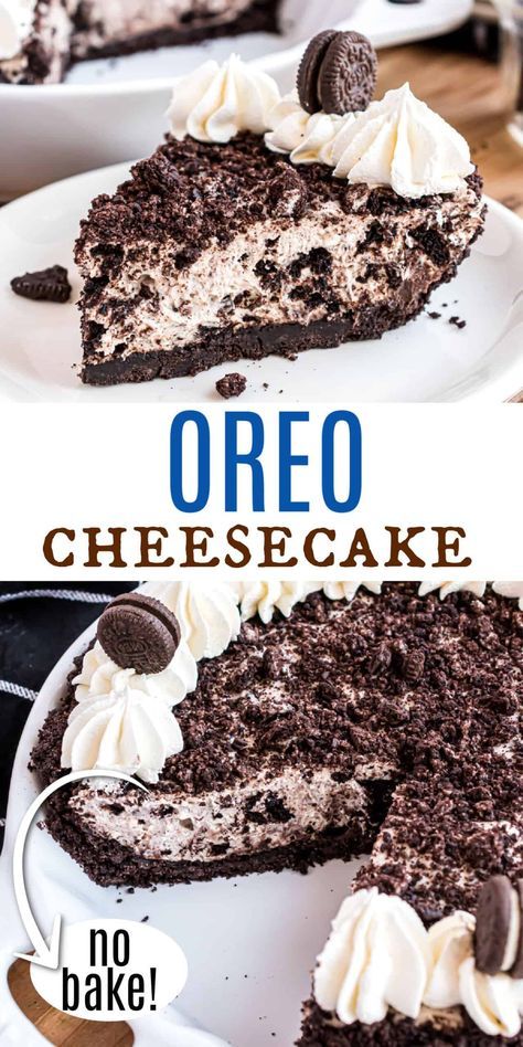 When you're looking for an easy dessert, this No Bake Oreo Cheesecake recipe is a creamy, flavorful pie! Easy to throw together for a delicious treat! Philadelphia Oreo No Bake Cheesecake, Gluten Free Oreo Cheesecake Recipe, No Bake Cheesecake Cool Whip Recipes, Oreo No Bake Pie, Cream Cheese Recipes No Bake, Simple Oreo Cheesecake, No Bake Cheesecake Without Heavy Cream, Simple No Bake Recipes, Gluten Free Oreo Pie