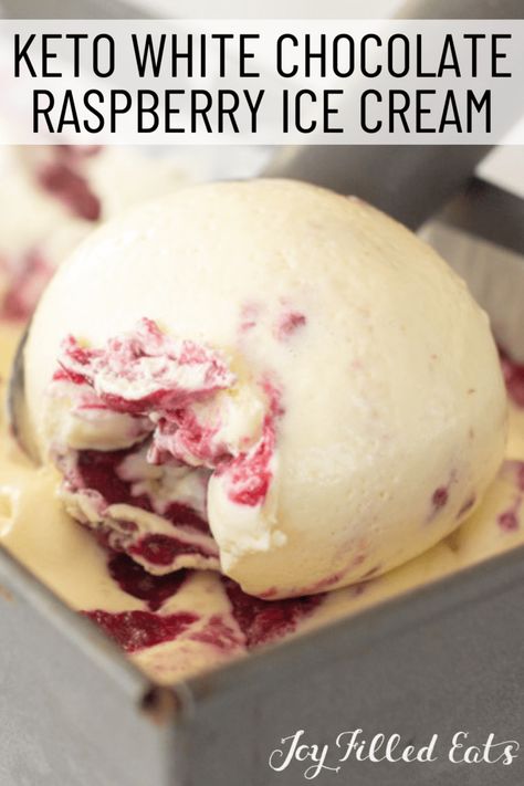 Splenda Ice Cream Recipes, Thm Ninja Creami Recipes, Ninja Creami Raspberry Ice Cream, Low Carb Raspberry Desserts, Keto Icecream Recipes, Keto Raspberry Chocolate Desserts, Keto Raspberry Frosty Ice Cream, Chocolate Raspberry Ice Cream, White Chocolate Raspberry Ice Cream