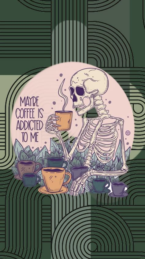 Colorful Skeleton Wallpaper, Coffee Love Wallpaper, Spooky Coffee Wallpaper, Halloween Coffee Wallpaper, Skeleton Art Aesthetic Wallpaper, Phone Wallpaper Skeleton, Cute Skeleton Wallpaper Aesthetic, Coffee Shop Aesthetic Wallpaper, Coffee Background Wallpapers