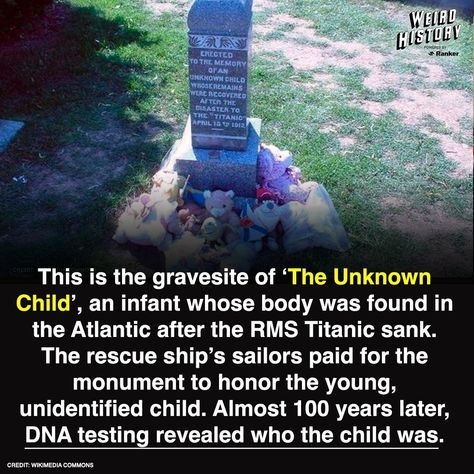 @weird_history More unsettling and inspiring facts about the 'RMS Titanic' tragedy at https://www.ranker.com/list/whoa-titanic-facts/alby-thompson?utm_campaign=later-linkinbio-weird_history&utm_content=later-38501344&utm_medium=social&utm_source=linkin.bio Titanic Fun Facts, Edmund Fitzgerald, Weird History, Titanic Facts, Scientific Facts, Scary Creepy, Rms Titanic, Random Facts, Dna Test