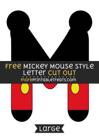 Free Mickey Mouse Style Letter M Cut Out - Large size printable Free Mickey Mouse Printables, Mickey Mouse Template, Letter M Crafts, Mickey Mouse Party Decorations, Mickey Mouse Letters, Mickey Mouse Printables, Mickey Mouse Crafts, Mickey Mouse Themed Birthday Party, Mickey Mouse Baby Shower