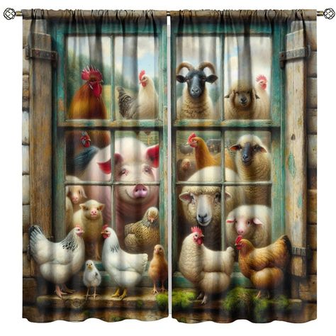 PRICES MAY VARY. 【Size and Packaging】 2 decorative window curtain panels. Each panel measures 31.5" (W) x 72" (L). The pair of 2 panels together measures 63" (W) x 72" (L). The panels have a 3" rod pocket designed to fit a standard curtain or decorative rod. 【SUITABLE OCCASIONS】Our Curtains have perfect room decoration functions, adds the fun to the room, perfect for bedroom, living room, kitchen, closet, door, bathroom, dining room, dorm, nursery, outdoor patio, gaming room and also one of the Farm Room, Kitchen Closet, Vintage Chicken, Drapes For Bedroom, Farmhouse Curtains, Country Vintage, Door Bathroom, Perfect Room, Kitchen Cafe