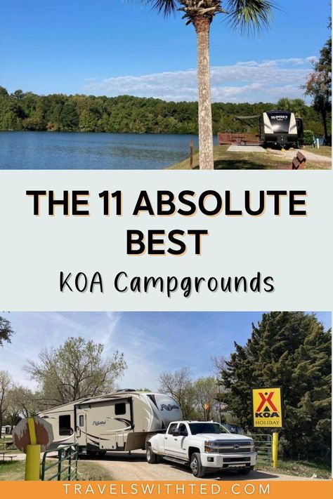 With over 500 locations across the country it is not hard to find a KOA campground. However, not all of the chain’s campgrounds are created equal. Some KOAs are just interstate stopovers, while other are premium RV resorts. Keep reading to learn about the 11 best KOA campgrounds! Campground Ideas Campsite, Rv Traveling, Koa Campgrounds, Rv Resorts, Rv Travel Trailers, Rv Parks And Campgrounds, Rv Road Trip, Rv Campgrounds, Best Campgrounds