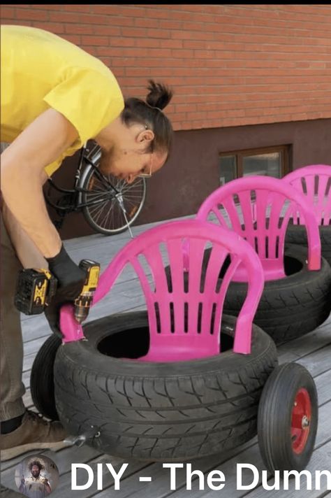 Diy Used Tires Projects, Recycled Tires Playground, Old Tires Ideas For Kids, Diy Tire Playground Ideas, Outdoor Tire Projects, Diy Outdoor Kids Toys, Kids Patio Ideas, Tire Crafts Diy, Tire Diy Projects