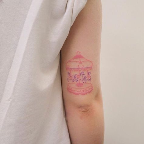 Carousel Tattoo, Purple Tattoos, Minimal Tattoo Design, American Threads, Red Ink Tattoos, Cute Tiny Tattoos, Dainty Tattoos, Girly Tattoos, Trendy Boutique