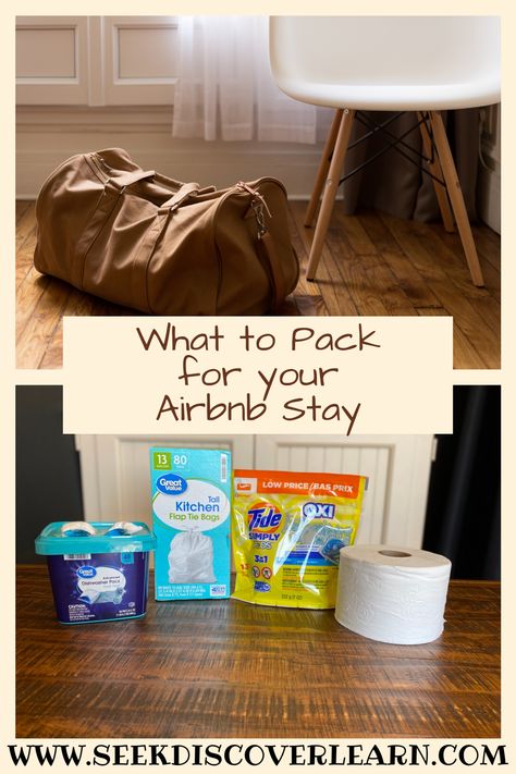 Throughout our many Airbnb stays we have compiled a list of items that you should consider packing when staying at an Airbnb. We haven't needed every single one of these items at each location, but for me it's just peace of mind to go ahead and take them all with me. Toilet paper - depending on how long you are staying and how many people are in your group, you might want to bring a roll or two with you. Most hosts keep their supplies locked and out of reach of their guests. What To Bring To Airbnb, Air Bnb Packing List, Airbnb Packing List, Vrbo Packing List, Food To Pack For Vacation, Beach House Packing List, Getting Ready For Vacation, Cabin Stay Packing List, Beach Rental Packing List