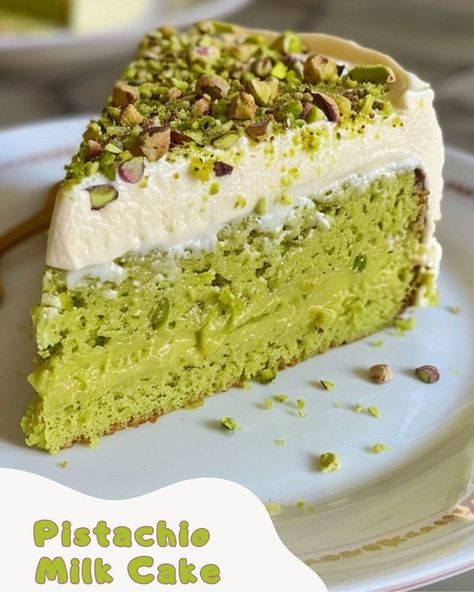 Recipes by Lili Pistachio Milk Cake, Milk Cake Recipe, Pistachio Milk, Pistachio Dessert, Pistachio Recipes, Mochi Cake, Waffle Maker Recipes, Pistachio Cake, Milk Cake