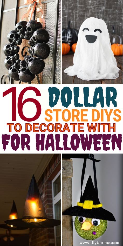 Dollar Store Halloween Diy, Dollar Tree Halloween Decor, Cheap Halloween Diy, Witches Tea, Dollar Store Halloween Decorations, Cheap Halloween Decorations, Spooky Decorations, Halloween Decor Ideas, Dollar Tree Halloween