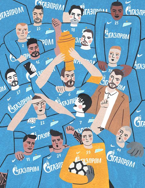 Crowded Art, Champion Illustration, Champions Graphic, Football Trophies, Football Illustration, Posca Art, Sport Illustration, Cartoon Background, Editorial Illustration