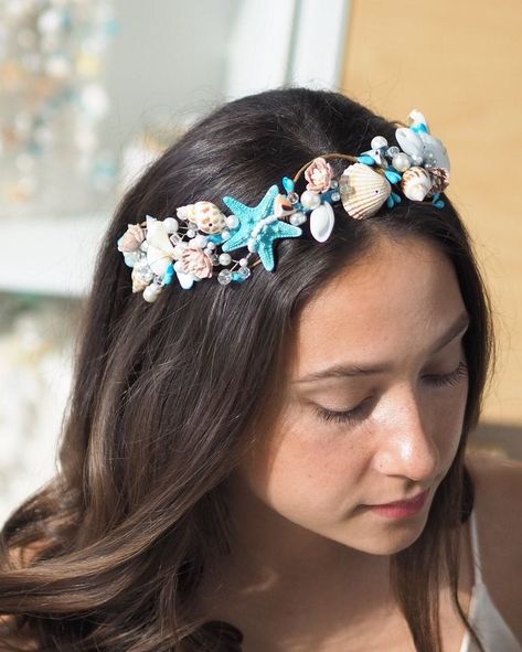 Seashell Headband Diy, Mermaid Head Piece, Mermaid Crown Tiaras, Shell Tiara, Seashell Headpiece, Beach Wedding Headpieces, Seashell Tiara, Mermaid Tiara, Mermaid Headpiece