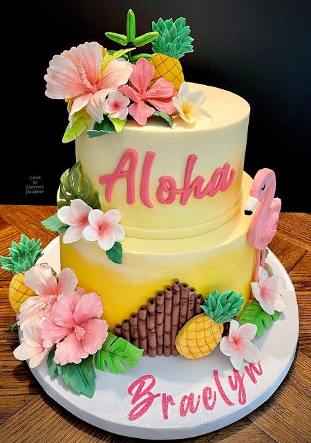 The Bake More: Tropical Luau Cake Hawaii Cakes Birthday, Simple Luau Cake, Luau Cake Table Ideas, Hawaii Theme Party Cake, Hawaiian Theme Cake Ideas, Tropical Cakes Birthday, Flamingo Pineapple Birthday Cake, Tiki Party Cake, Tiki Cake Ideas Hawaiian Luau