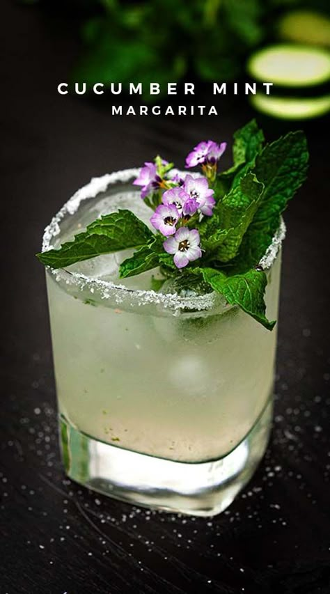 This delightfully refreshing margarita is a traditional recipe with a minty, cucumber twist! It’s not too sweet, not too sour, it has a delicately salted rim and it’s muddled to perfection. A perfect pool-party signature cocktail! Cucumber Cocktail, Mint Margarita, Easter Drink, Yummy Summer Cocktails, Easter Cocktails, Flavored Margaritas, Grapefruit Cocktail, Fancy Cocktails, Spring Cocktails