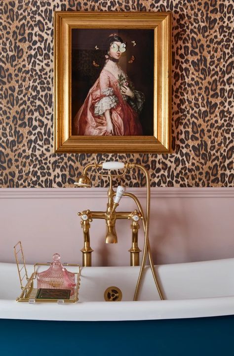 Renovation Nation: Wild for Leopard Print – Woodchip & Magnolia Eccentric Bathroom, Leopard Print Bathroom, Leopard Bedroom, Designed Bedroom, Magnolia Wallpaper, Pink Clouds Wallpaper, Cloud Paint, Leopard Print Wallpaper, French Inspired Home